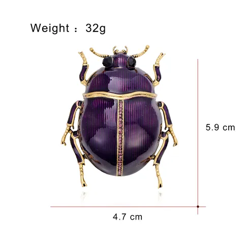 Vintage Alloy Beetle Brooch Rhinestone Enamel Insect Pin For Men Women Suit Coat Corsage Jewelry Gift