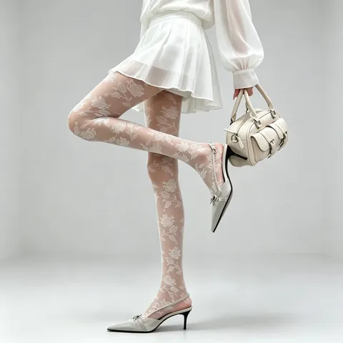 Women Vintage Rose Jacquard Lace Pantyhose Ultra Thin 8D Sexy Retro Floral Stockings Fashion Tights For Girls Lady Clubwear