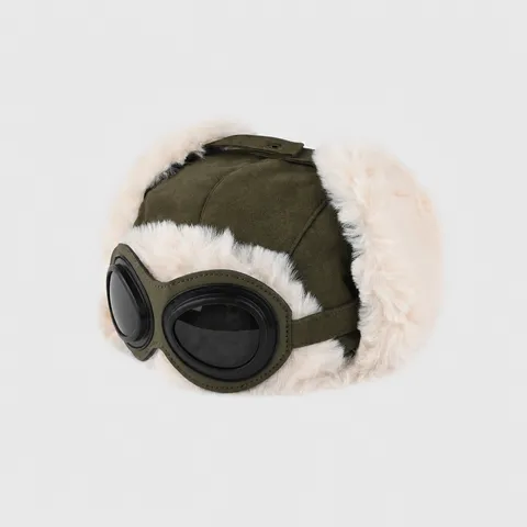 Chapka de Pilote d'Hiver pour Hommes Femmes Épaissi Chaud Doublé de Polaire Rabat d'Oreille Bonnet Bomber Avec Lunettes Ski en Plein Air