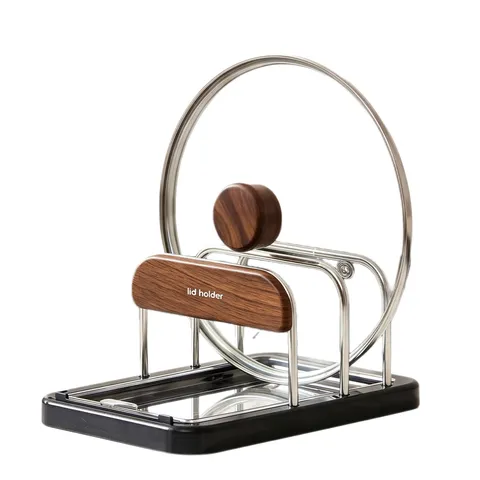 Multi-functional Kitchen Pot Lid Rack Stainless Steel Frame With PP Base Cutting Board Spatula Holder Organizer Countertop Storage Shelf