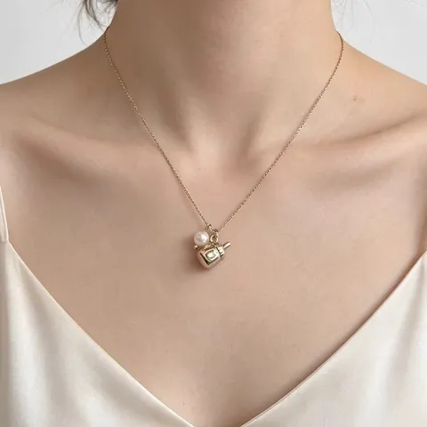 Exquise Beer Zuigfles Parel Hanger Halsketting Zinklegering Kunstparel Sleutelbeen Ketting Voor Vrouwen Meisjes Sieraden Cadeau