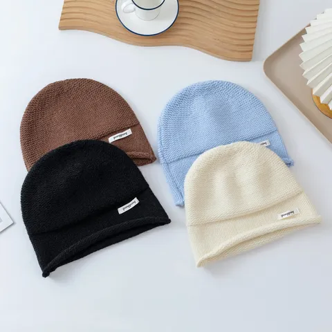 Modische Damen Winter Warm Strickmütze Beanie Lässig Weich Ohrenschutz Einfarbig Wollmütze Für Jugendliche