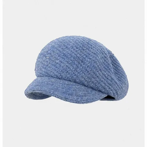 Damen Wollmischung Gestrickte Baskenmütze Herbst Winter Warm Gehörschutz Schiebermütze Mode Gestreift Einfarbig Verstellbare Weiche Kappe