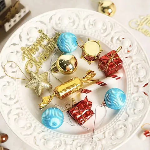 Foam Christmas Tree Hanging Ornaments Colorful Candy Cane Star Gift Box Balls For Festive Holiday Party Home Decoration