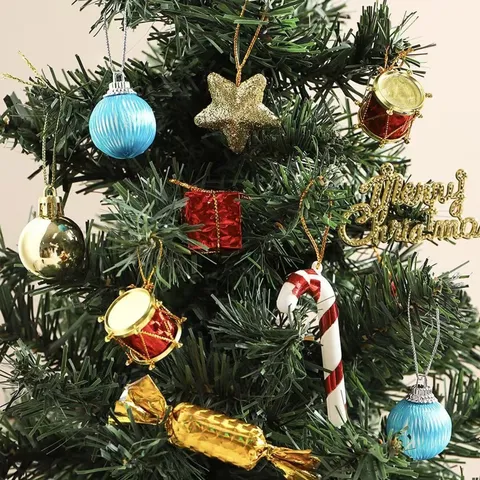Foam Christmas Tree Hanging Ornaments Colorful Candy Cane Star Gift Box Balls For Festive Holiday Party Home Decoration