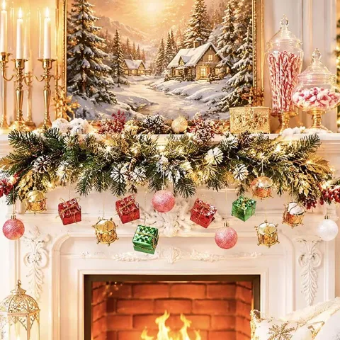 Mini Christmas Tree Ornaments Foam Glitter Balls Bells Gift Box Hanging Decorations For Holiday Xmas Home Party Decor