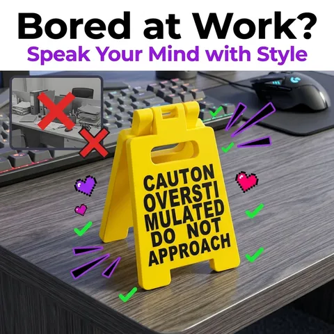 Mini Señal de Advertencia Creativa Adorno de Escritorio Eslógan Divertido Decoración de Plástico para Oficina Regalo Humorístico