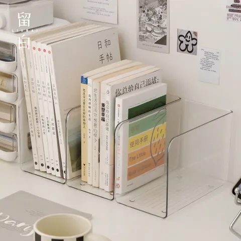 Minimalist Transparent Desktop Book Rack Thickened Plastic Book Stand File Storage Holder For Students Office Desktop Organization