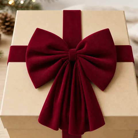 Grande Décoration de Nœud de Noël en Velours Bordeaux Nœud Géant à Suspendre pour Boîte Cadeau Armoire Fenêtre Fête Maison