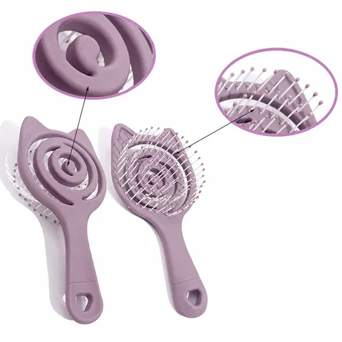 Cute Cat Ear Hollow Hair Comb Portable Detangling Massage Brush Scalp Stimulator Vent Hairbrush For Women Girls Hair Styling Tools