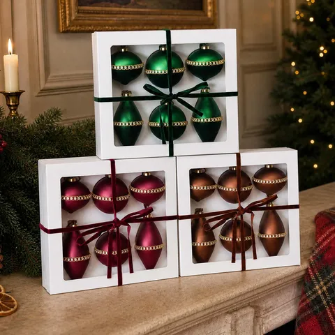Juego de Bolas de Adornos Navideños Flocadas de Lujo Bolas de Árbol de Navidad Colgantes Decorativas de Strass Galvanizadas Para Decoración de Festivales de Hogar