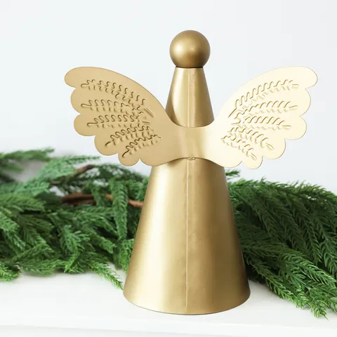 Golden Metal Angel Tree Topper Iron Art Christmas Ornament For Holiday Tree Decoration Home Party Supply Festive Gift