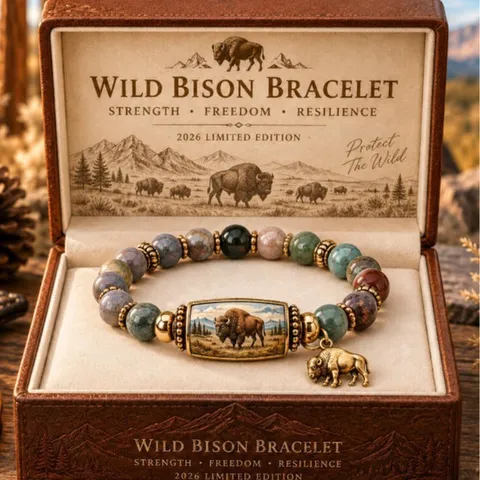 Vintage Naturstein Perlen Bison Armband Für Herren Damen Kraft Freiheit Charme Afrikanischer Türkis Achat Elastischer Schmuck Geschenk