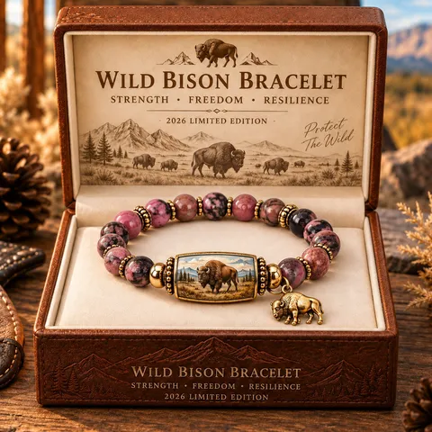 Vintage Naturstein Perlen Bison Armband Für Herren Damen Kraft Freiheit Charme Afrikanischer Türkis Achat Elastischer Schmuck Geschenk