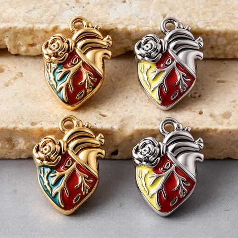 316L Stainless Steel Heart Moon Hand Gesture DIY Charms Drip Oil Pendants For Jewelry Making Accessories Gift