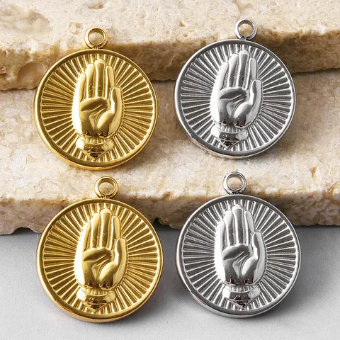 Breloques en Acier Inoxydable 304 Soleil Lune Planète Main Tête de Bouddha pour Fabrication de Bijoux DIY Colliers Bracelets Pendentifs Religieux Vintage