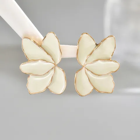 Orecchini a Bottone in Lega con Smalto a Forma di Fiore con Perno in Acciaio Inossidabile Orecchini Floreali Placcati Oro per Donna Gioielli