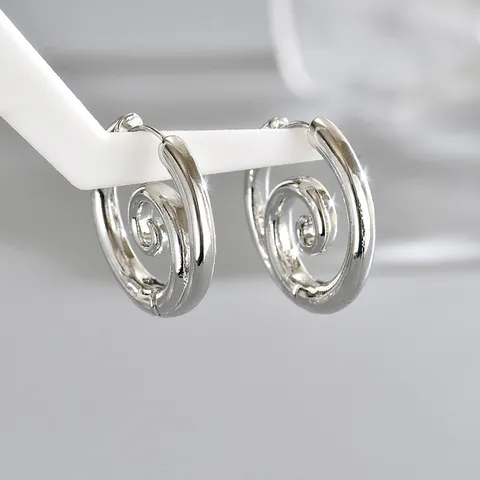Orecchini a Cerchio Geometrici a Spirale in Lega Vintage Con Perno in Acciaio Inossidabile Elegante Oro Argento Gioielli da Donna