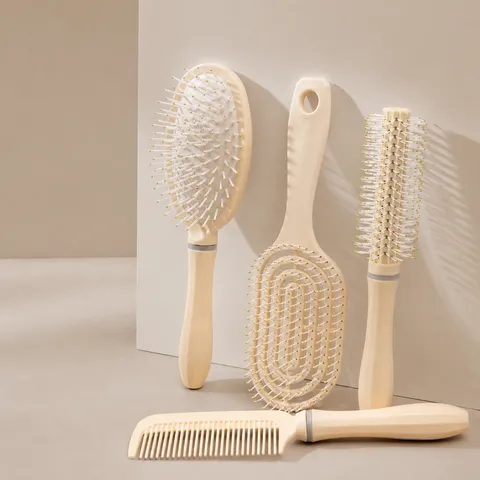 Volumengebende Airbag Kissen Massage Haarbürste Set Creme Hohl Entwirrungskamm Für Langes Lockiges Glattes Haar Zuhause Wohnheim Damen Kopfhautpflege Styling Werkzeug