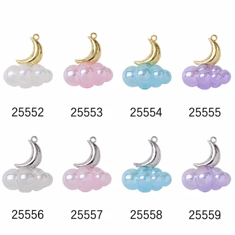 Dijes de Aleación de Nube y Luna Chapados en Oro 14K Blanco K para DIY Joyería Collares Pulseras Colgantes Accesorios para Mujeres