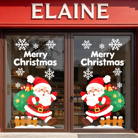 Adesivi per Finestre di Natale Babbo Natale Statico Fiocco di Neve Decorazioni per Porte in Vetro Buon Natale Vetrine PVC Decal