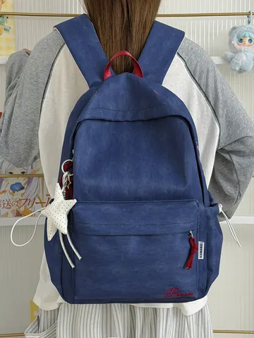 Sac à Dos Scolaire en Nylon Décontracté Japonais Grande Capacité Avec Pendentif Étoile Étudiants Hommes Femmes Léger