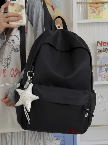 Sac à Dos Scolaire en Nylon Décontracté Japonais Grande Capacité Avec Pendentif Étoile Étudiants Hommes Femmes Léger