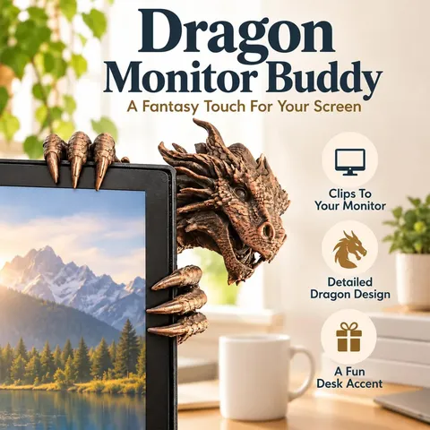 Novelty Dragon Claw Monitor Ornament Desktop Screen Decoration Creative Dragon Head Plastic Craft Gift Office Home Decor