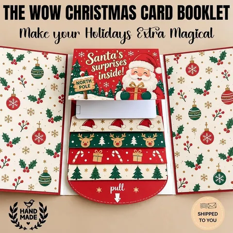 Creative Christmas 3D Pop Up Greeting Card Santa Claus Snowman Gingerbread Man Surprise Handmade Holiday Blessing Card Gift