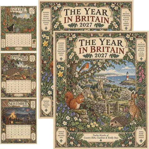 2027 Vintage Storybook Wall Calendar British Countryside Illustration Paper Monthly Planner Home Office Hanging Decorative Calendar
