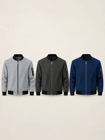 Veste en Tricot Gaufre pour Hommes Col Montant Fermeture Éclair Décontracté Couleur Unie Cardigan Chaud Épais Top