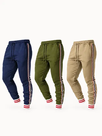 Pantalon de Jogging Casual pour Homme avec Bande Latérale Slim Fit