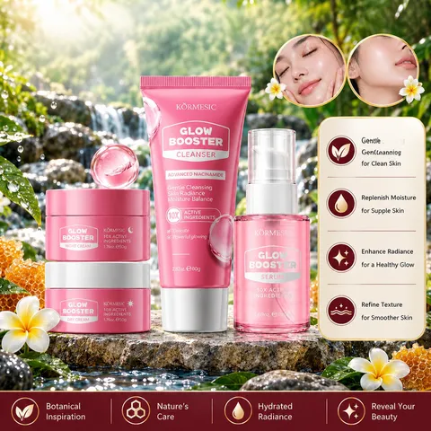 KORMESIC Glow Booster Niacinamide Skincare Series For Women Facial Cleanser Brightening Day And Night Face Cream Serum