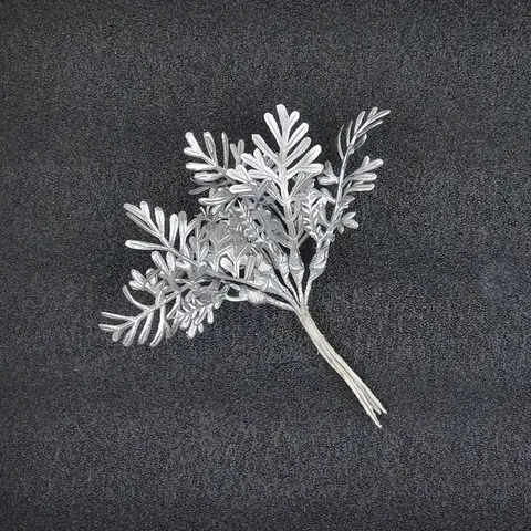 Artificial Fern Leaves Metallic Silk Leaf DIY Bouquet Accessories Gold Silver Branch For Wedding Party Home Decoration