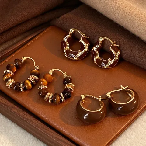 Vintage Acrylic Leopard Petal Tassel Earrings For Women Western Gold Plated Flower Drop Resin Statement Earrings Jewelry Gift
