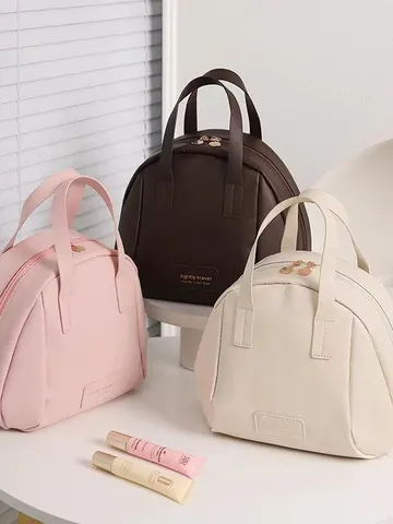Große Kapazität PU Leder Muschel Make-up Tasche Tragbarer Reise Kosmetik Organizer Wasserdichte Kulturbeutel Für Damen