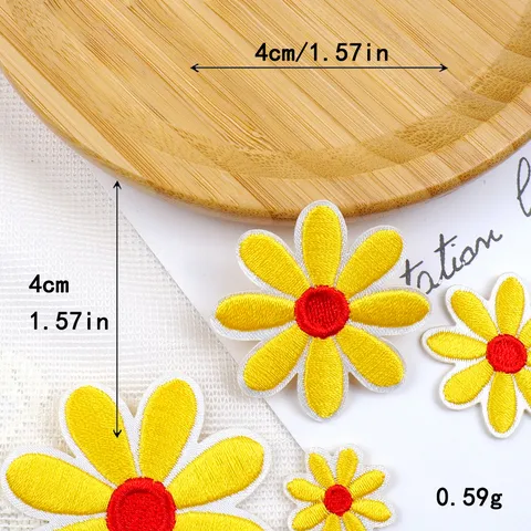 Computer Embroidery Macaron Color Flower Patches Daisy Cloth Stickers For Clothing Shoes Hats DIY Handmade