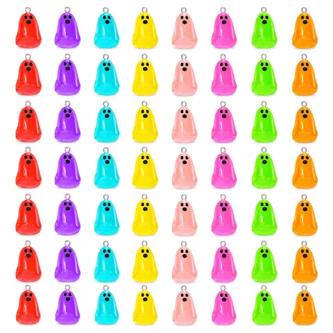 Colorful Halloween Ghost Resin Charms Pendant DIY Jewelry Making Accessories For Necklace Keychain