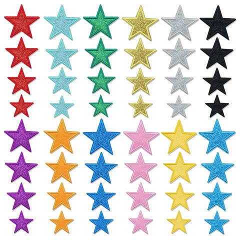 Computer Embroidered Glitter Five Pointed Star Cloth Patch DIY Handmade Decorative Patch For Clothing Hats Bags