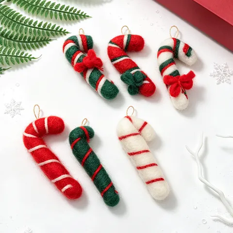Christmas Tree Decoration Felt Candy Cane Ornaments DIY Craft Cute Santa Claus Hanging Pendant Holiday Party Home Decor
