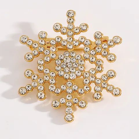 Elegant Alloy Rhinestone Snowflake Brooch For Women Winter Christmas Fashion Jewelry Pins For Coat Scarf Party Dress Gift