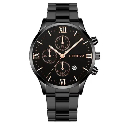 Luxury Men Business Fashion Quartz Watch Alloy Steel Band Triple Dial Calendar Male Wristwatch High Quality Luminous Hand Watch