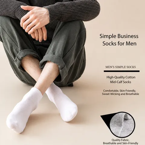 Men's Casual Polyester Socks Mid-Calf Boat Invisible Socks Solid Color Striped Breathable Comfortable Business Socks For Daily Wear