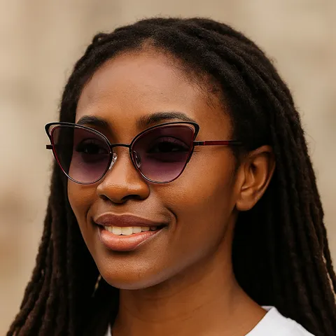 Women Trendy Metal Triangle Cat Eye Sunglasses Gradient Lens Fashionable Personality UV400 Sun Glasses For Outdoor Outfit Party