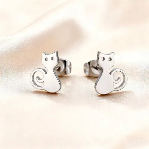 Kleine Roestvrij Stalen Strass Oorknopjes Minimalistisch Geometrisch Maan Ster Kat Hartvorm Mode Sieraden Voor Vrouwen