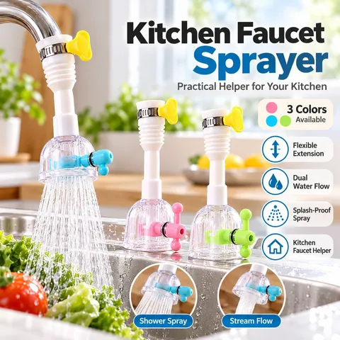 Verstelbare Kraan Beluchter Keuken Waterbespaarder Sproeier 360 Graden Draaibare Verlenging Flexibele Slang PP Roze Blauw Groen