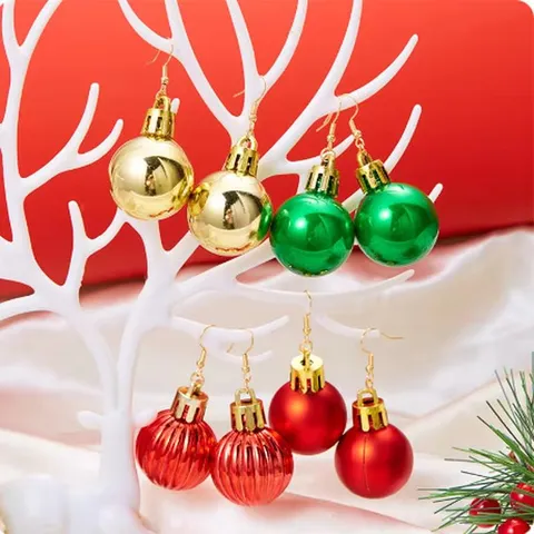 Festive Christmas Bulb Ball Dangle Earrings For Women Fashion Multicolor Round Sphere Drop Earrings X-mas Party Jewelry Gift