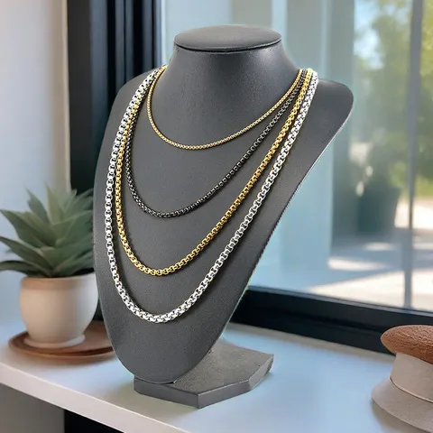 Unisex Edelstahl Quadratische Perlenkette Hip Hop Box Kette Für DIY Schmuckherstellung Geometrische Gliederkette Für Damen Herren
