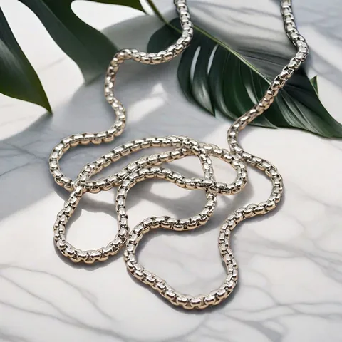 Unisex Edelstahl Quadratische Perlenkette Hip Hop Box Kette Für DIY Schmuckherstellung Geometrische Gliederkette Für Damen Herren