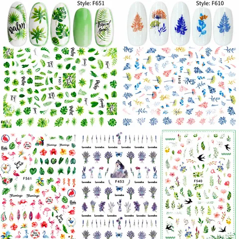 Nagelkunst Stickers Plantenbladeren Bloemmotieven Zelfklevende Manicure Decoratie Voor Vrouwen Retro Stijl Nagel Decals